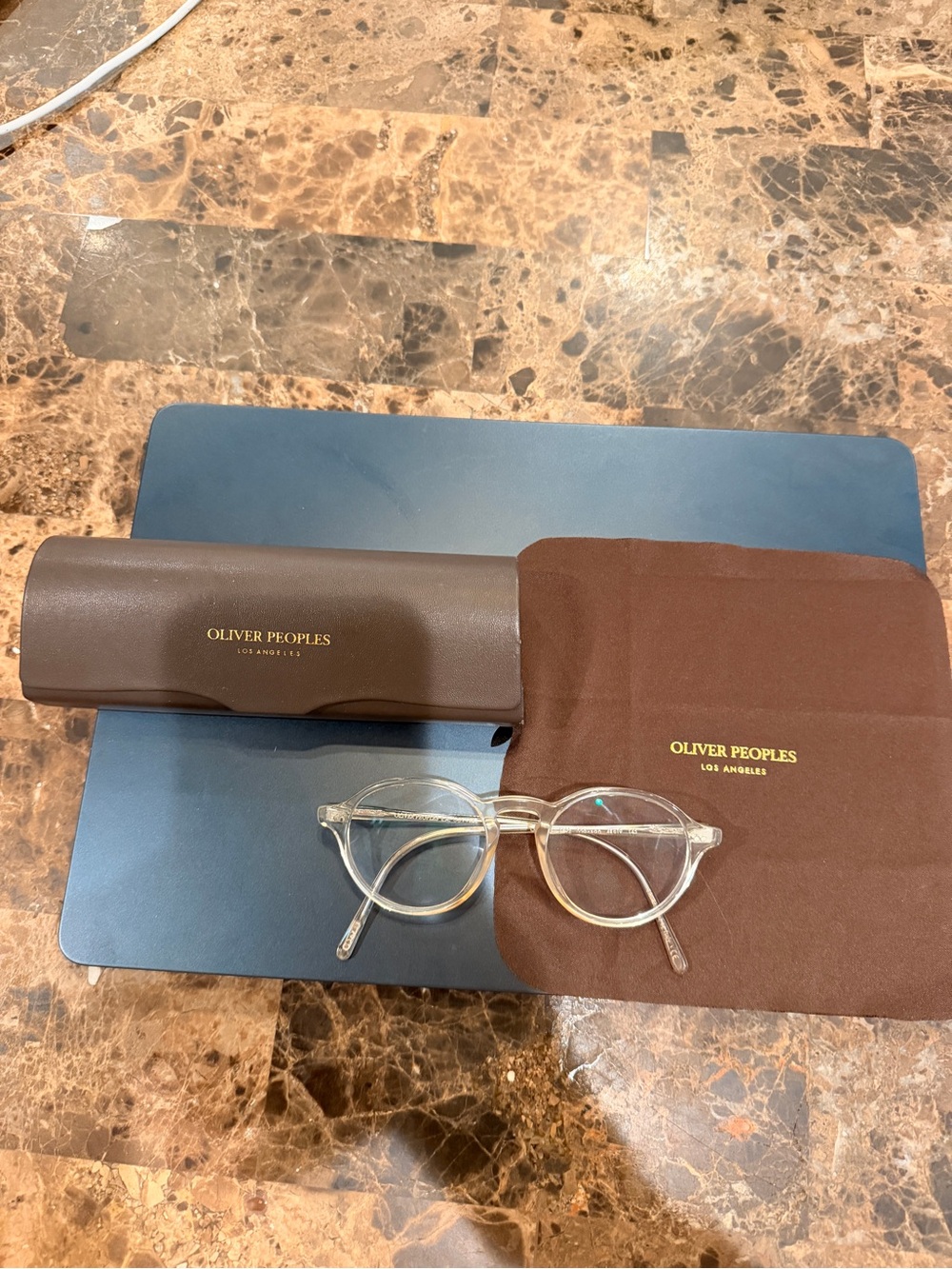 Oliver Peoples Brown and Gold Women's Eyeglass Case